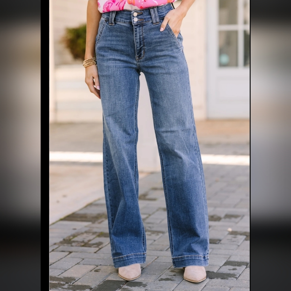 NWOT Judy Blue Wide-Leg High-Rise Jeans - Picture 2 of 12